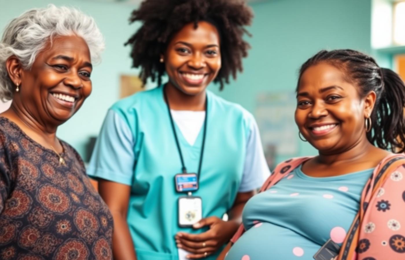 Community health worker with a mother and senior